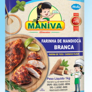 Farinha de Mandioca Branca média 1kg embalagem plástica